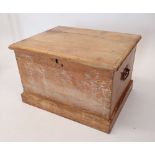 A Victorian small pine blanket box with two drawers to interior, 54 x 44 x 35cm