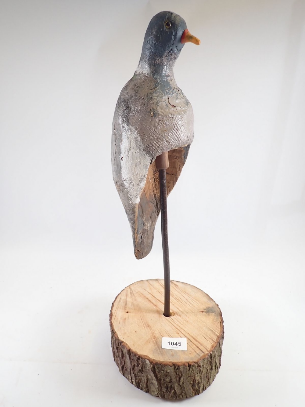 An unusual mounted mid 20th century 'perching' decoy pigeon, 52cm tall - Image 2 of 4