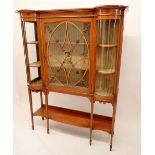 A fine Edwardian Sheraton revival mahogany display cabinet painted floral swags and Gainsborough