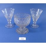 A pair of 19th century cut glass conical glasses, 13cm and an early 19th century cut glass small