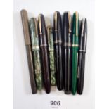 A group of eight fountain pens including four Swan Mabie Todd & Co and four Conway Stewart (some