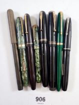 A group of eight fountain pens including four Swan Mabie Todd & Co and four Conway Stewart (some