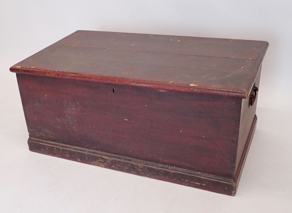 A Victorian pine blanket box with candle box to interior, 88 x 51 x 39cm