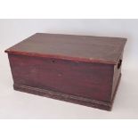 A Victorian pine blanket box with candle box to interior, 88 x 51 x 39cm