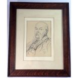 J H Dowd - pencil of a gentleman with large moustache dated Sept 7.15, 20 x 14cm