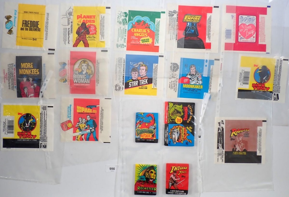 A collection of 1970's and 1980's bubble gum wrappers (29) including Beatles, James Bond, Star