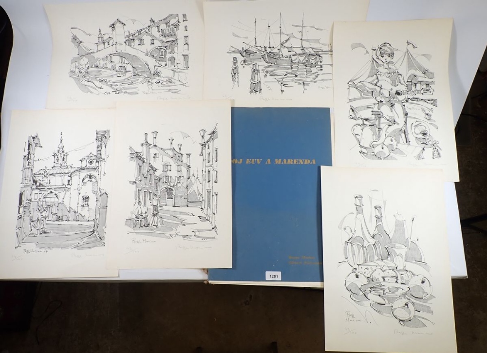 A set of six Beppe Morino limited edition pencil prints, signed in information portfolio in Italian