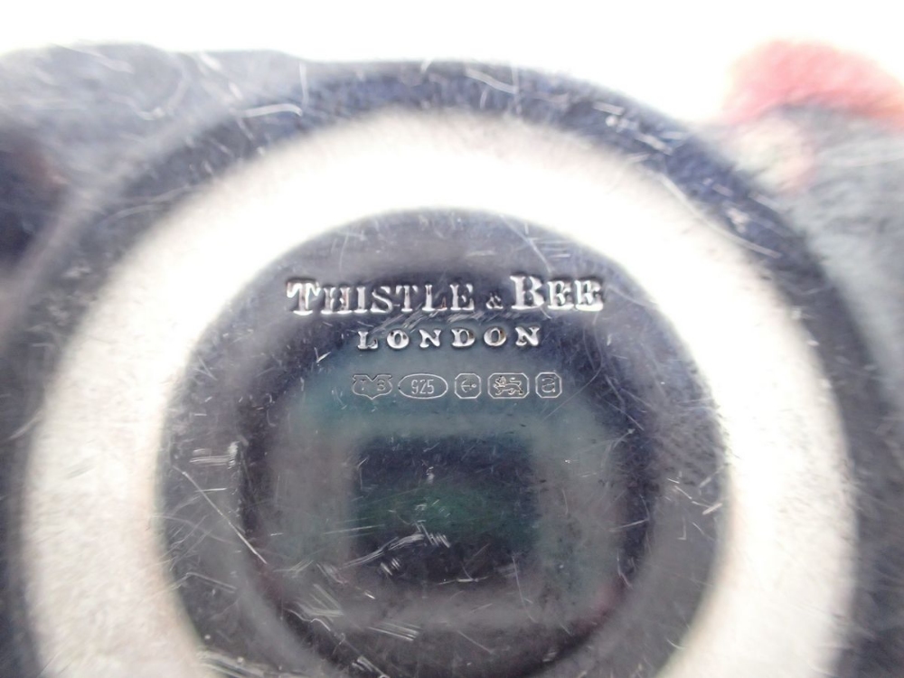 A Thistle & Bee silver Christmas trinket box with enamel poinsettia lid, 4.5cm diameter - Image 3 of 4