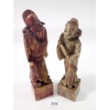 Two Japanese carved soapstone figures, tallest 20cm