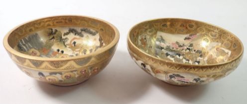 Two Japanese Meiji period satsuma bowls decorated figures, mark to base, 12cm wide