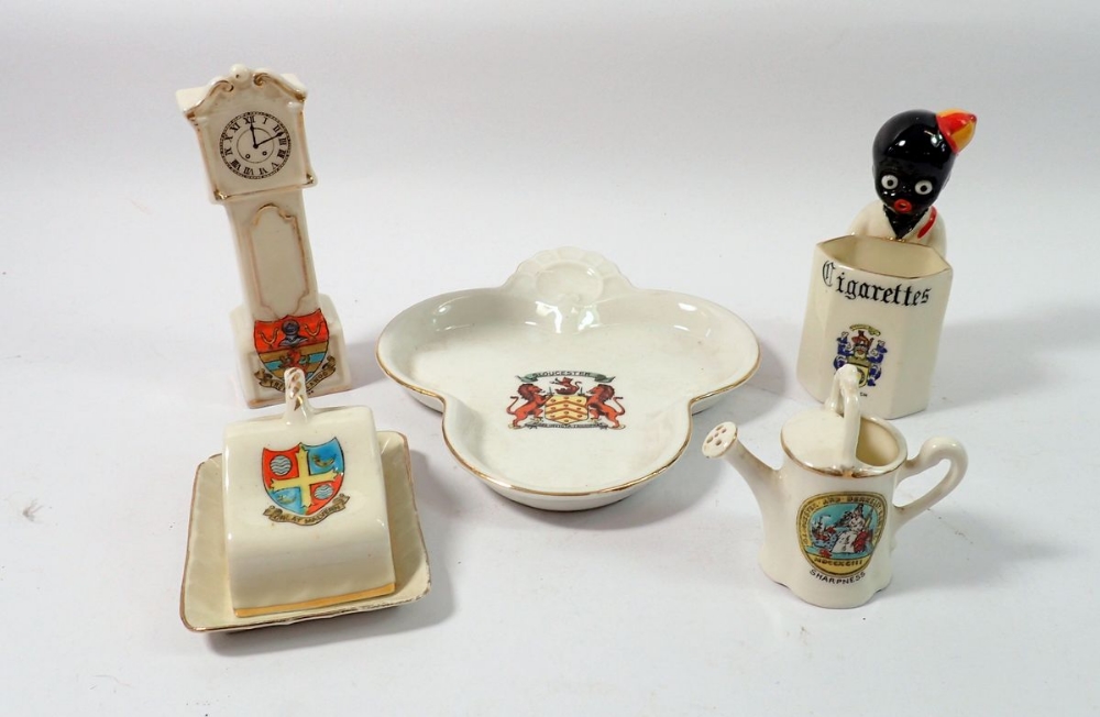 An Arcadian crested match holder and various other crested china