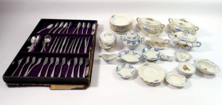 An Edwardian floral painted children's dinner service and several part sets plus a child's cutlery