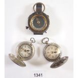 A WWI Terassse W Co compass, a West & Partners compass and a Baker & Sons WWII compass