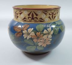 A 19th century aesthetic style Langley Ware jardiniere painted flowers, 21cm diameter