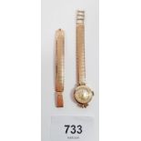 A 9 carat gold Enicar ladies wrist watch and strap, 21g total