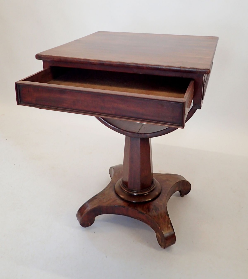 A 19th century mahogany occasional table with frieze drawer over inverted bow support on quadruple - Image 2 of 3