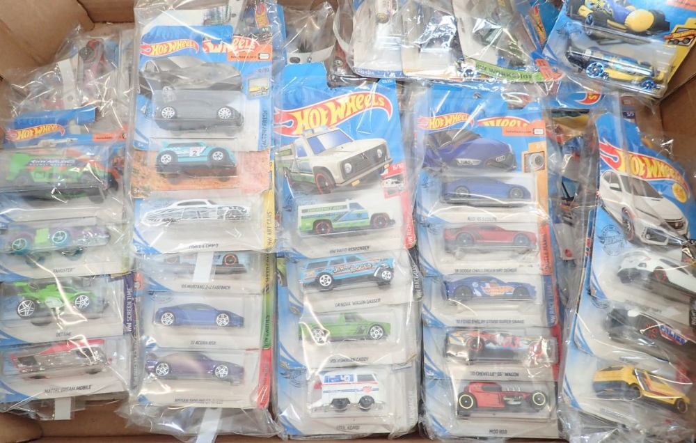 A box of Hot Wheels vehicles, all unopened in original packaging - over 70 - Image 2 of 2