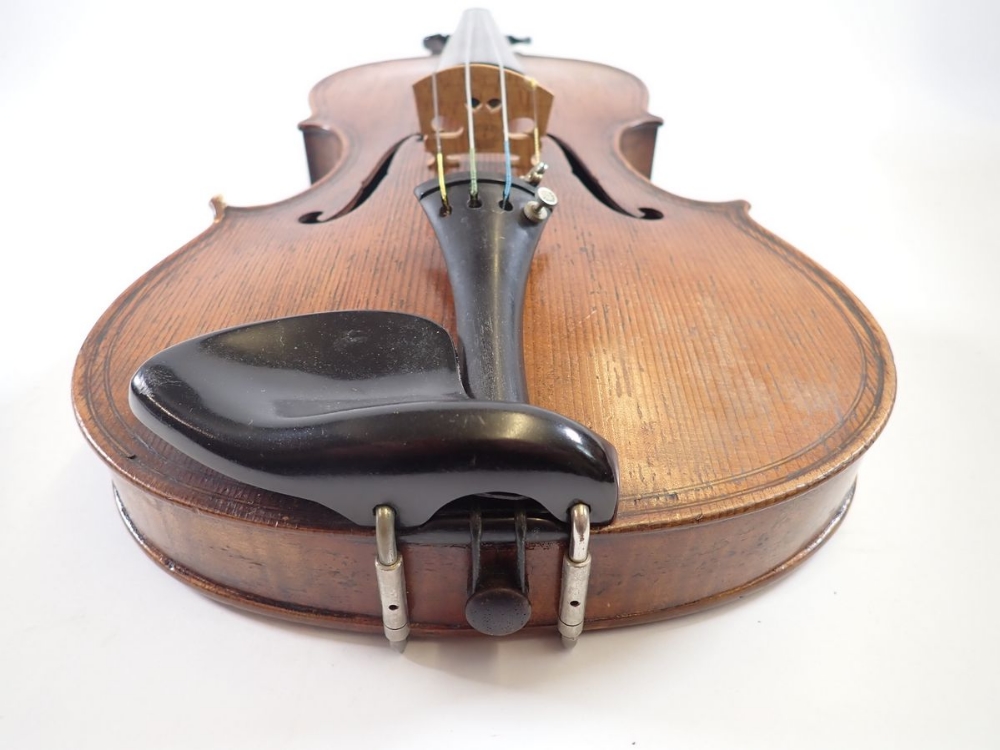 A 19th century Bohemian petite viola, 14 1/4" back and bow, cased - Image 6 of 14