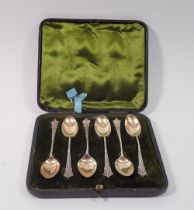 A set of six silver coffee spoons, London 1895, boxed