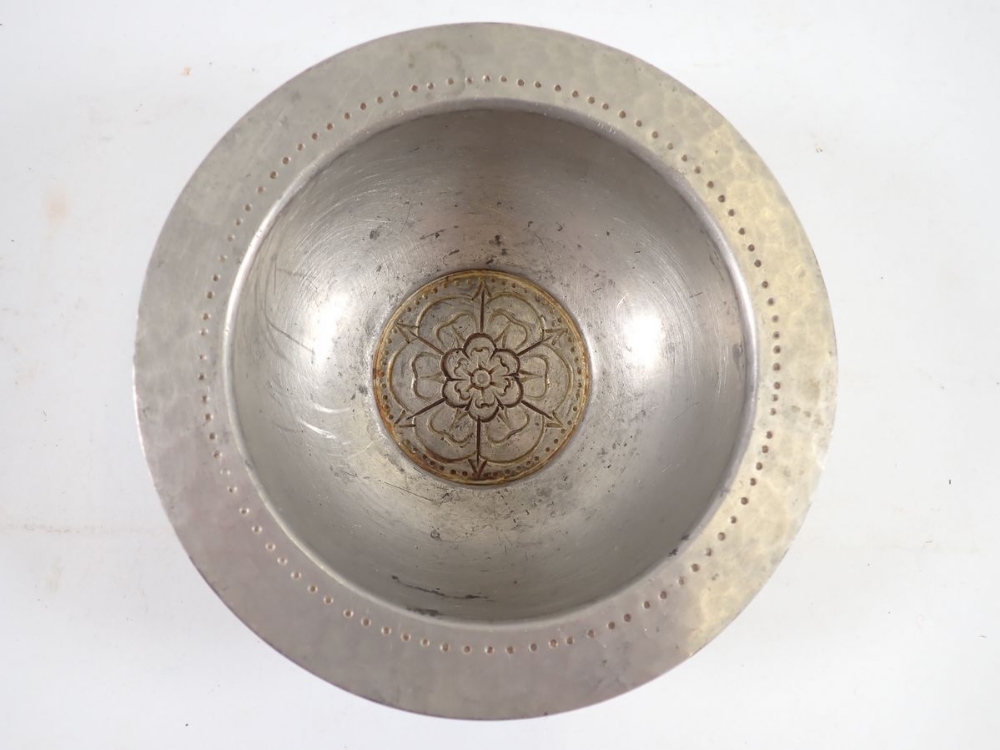 A set of four unusual Tudric pewter small dishes with Tudor Rose to base, made for Liberty, No - Image 4 of 5