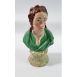 A Victorian Staffordshire bust of the philosopher John Locke, 19cm tall