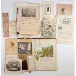 A collection of various ephemera including photographs, engravings, advertising etc.