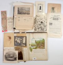 A collection of various ephemera including photographs, engravings, advertising etc.