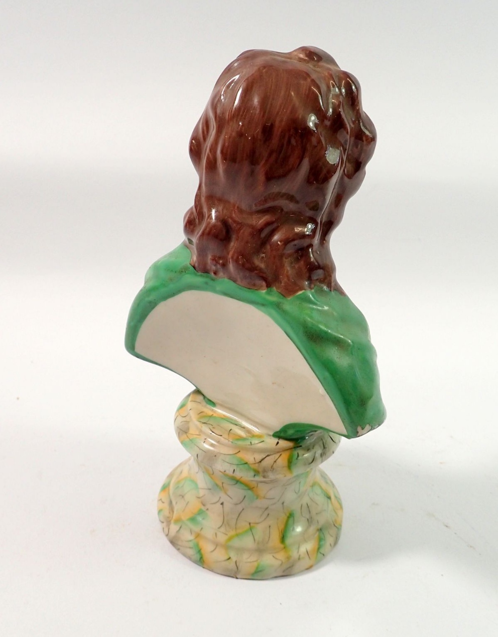 A Victorian Staffordshire bust of the philosopher John Locke, 19cm tall - Image 2 of 2