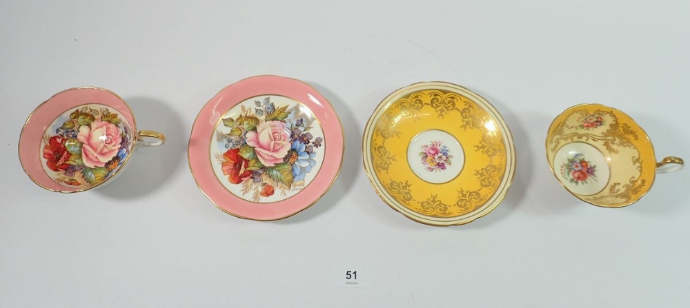 An Aynsley cabinet cup and saucer by J Bailey and another Aynsley cup and saucer - Image 2 of 2