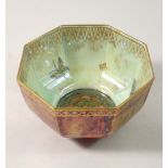 A Wedgwood Butterfly lustre octagonal bowl by Daisy Makeig Jones, 12cm wide
