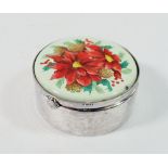 A Thistle & Bee silver Christmas trinket box with enamel poinsettia lid, 4.5cm diameter