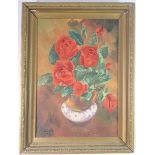 Wheeler - oil on canvas rose in jug dated 1960, 35 x 24cm