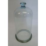 A large laboratory glass domed vacuum bell jar, 47cm tall