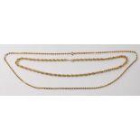 A 9 carat gold spiral link necklace, 47cm, 7g and an 18 carat gold necklace, 12g, 60cm
