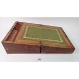 A Victorian mahogany and brass bound writing slope with fitted interior, 30cm wide