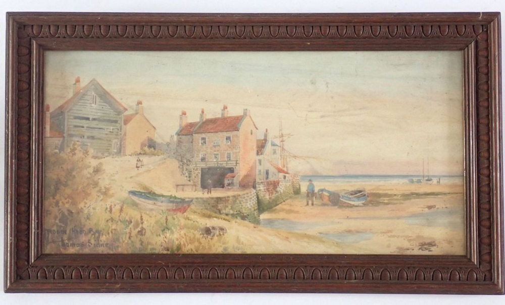 Thomas Sidney - watercolour, Robin Hood Bay, 19 x 40cm