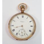 A 9 carat gold Waltham pocket watch with seconds dial