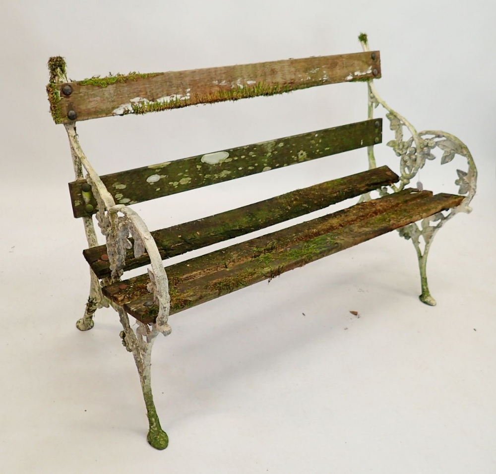 A Coalbrookdale style alluminium and wooden bench 121cm wide