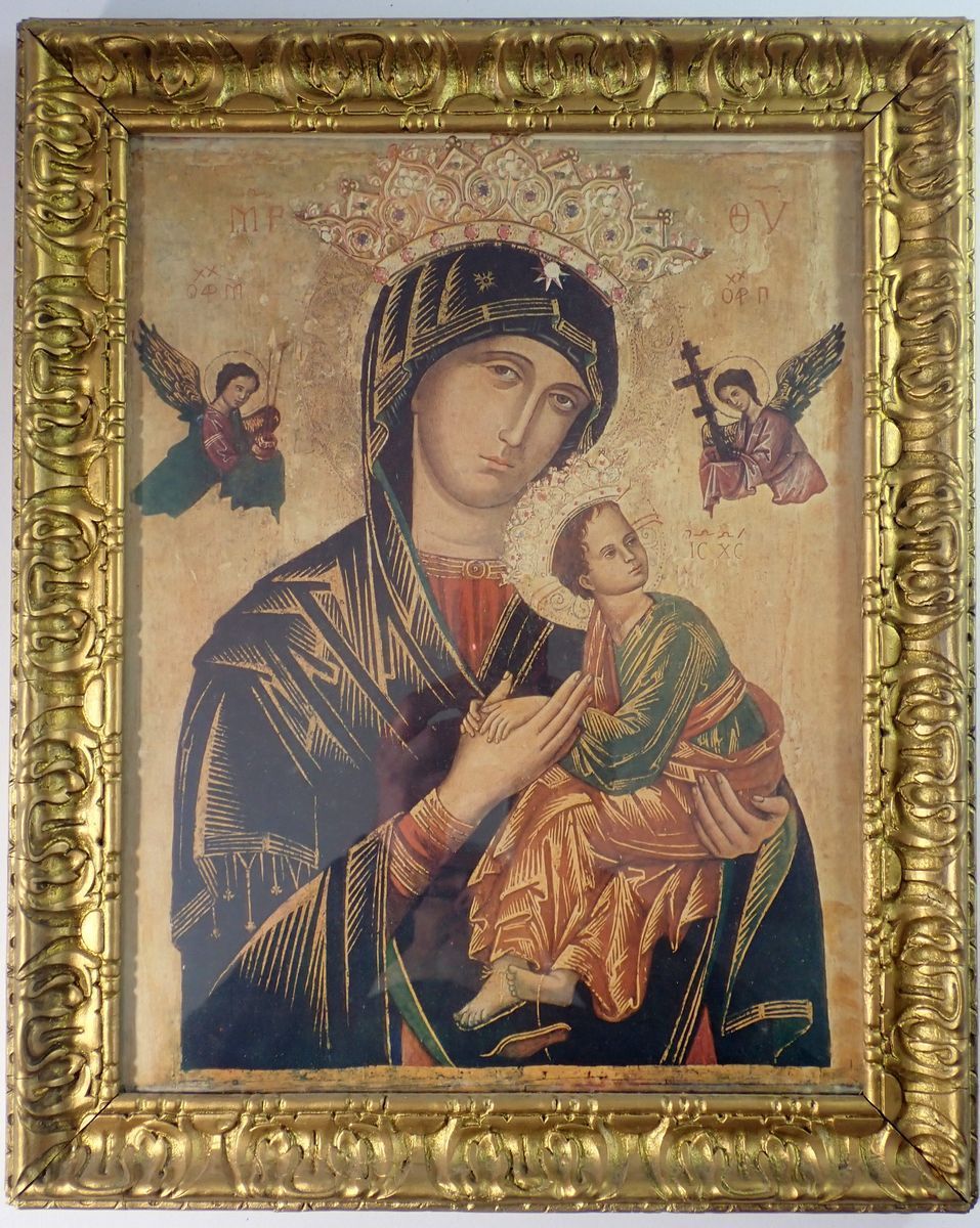 A coloured print of Madonna in gilt frame, 35 x 27cm