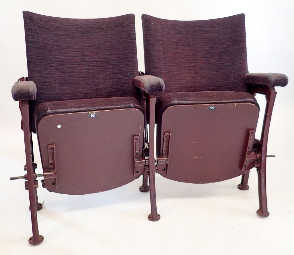 Two cast iron and upholstered theatre seats from Malvern Theatre - Image 7 of 7