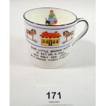 A 'Noah's Ark' porcelain childs mug by New Chelsea, Staffordshire