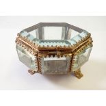 A Victorian glass and metal mounted jewellery casket, 9 x 6cm