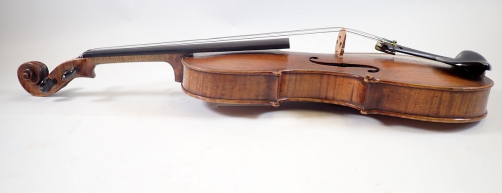 A 19th century Bohemian petite viola, 14 1/4" back and bow, cased - Image 4 of 14