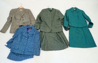 Four ladies jacket and skirt suits by Thistle Mill, Strelitz Simpson Piccadilly and Romanes and