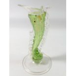 A 19th century Salviati glass green fish form vase, 17cm tall