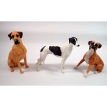 Three Border Fine Arts dogs - Boxer, Great Dane and Greyhound, 16cm tall