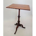 A Victorian mahogany occasional table on turned column and triple carved supports, 47.5 x 41cm