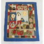 A small vintage patchwork quilt, 120 x 100cm approx