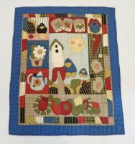 A small vintage patchwork quilt, 120 x 100cm approx