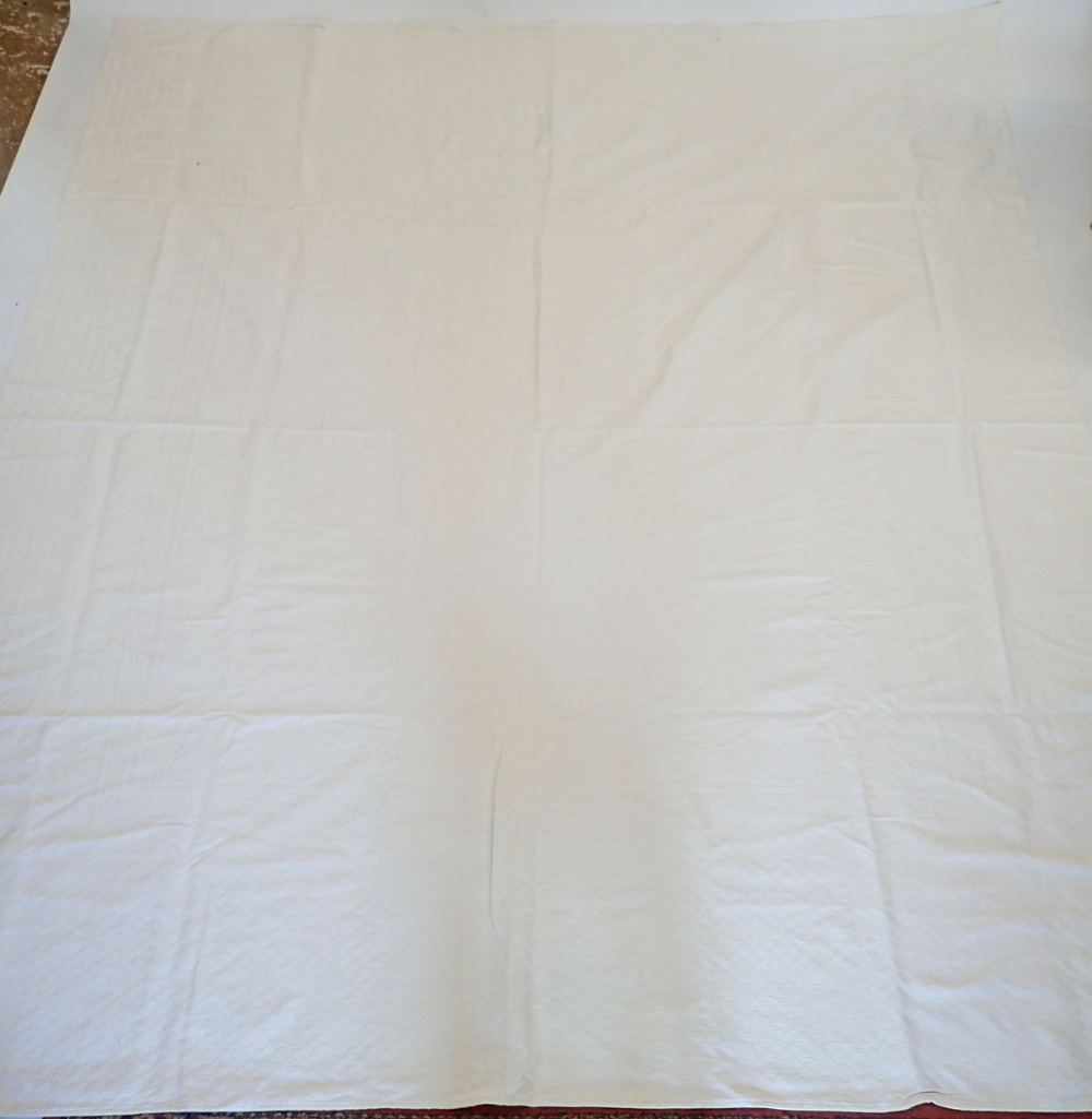 A large antique embroidered linen table cloth 224 x 250cm - Image 2 of 2